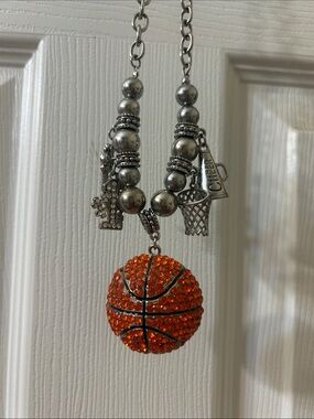 Orange Bling Basketball Charm Necklace